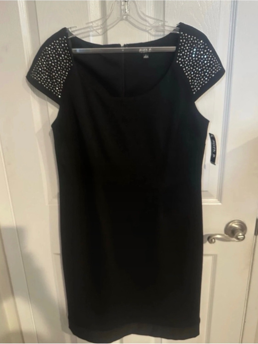 Allen B. By Allen Schwartz Black Sheath Dress With Black Rhinestones Size L